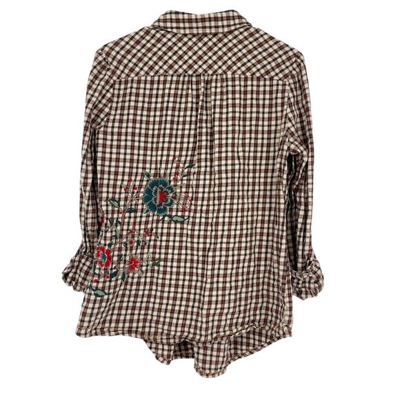 Johnny Was 3J Workshop Plaid Embroidered Button Shirt Boho Western Small Luxury - Picture 3 of 9